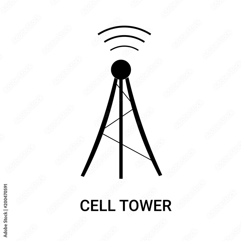 cell tower icon on white background, in black, vector icon illustration cell tower icon on white background, in black, vector icon illustration