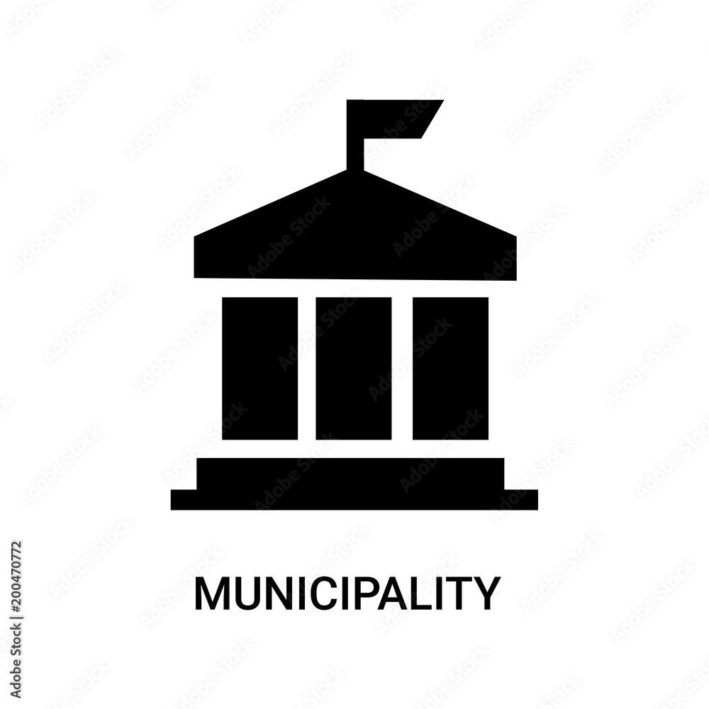 municipality icon on white background, in black, vector icon illustration - obrazy, fototapety, plakaty 