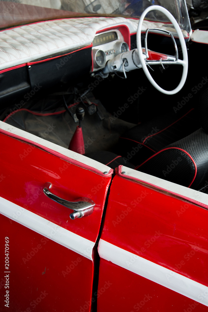Obraz premium Interior of classic vintage car