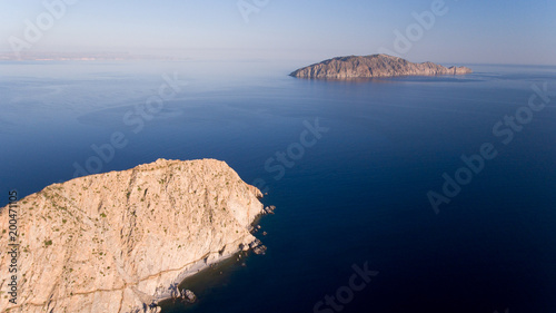 Aerial panoramic views of isla San diego, Baja California 
Sur, Mexico. Sea of cortez. photo