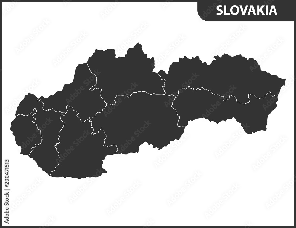 The detailed map of Slovakia with regions or states. Administrative division