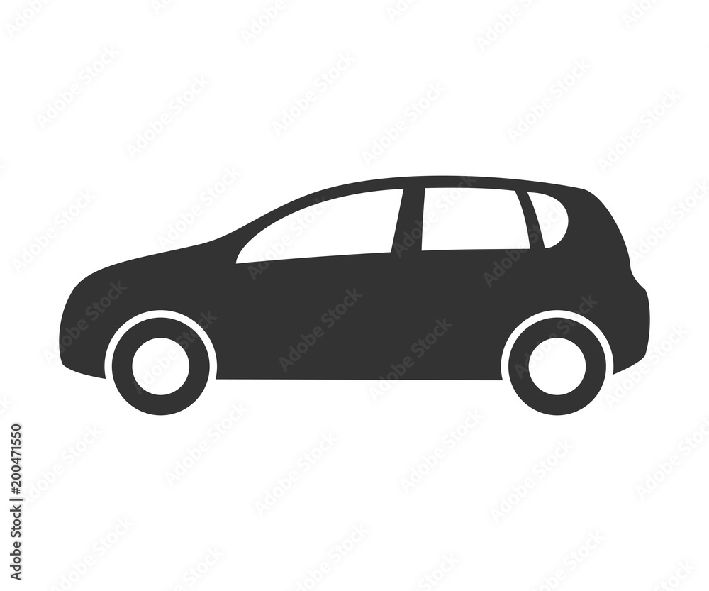 Hatchback car icon. Automobile symbol side view. Flat style