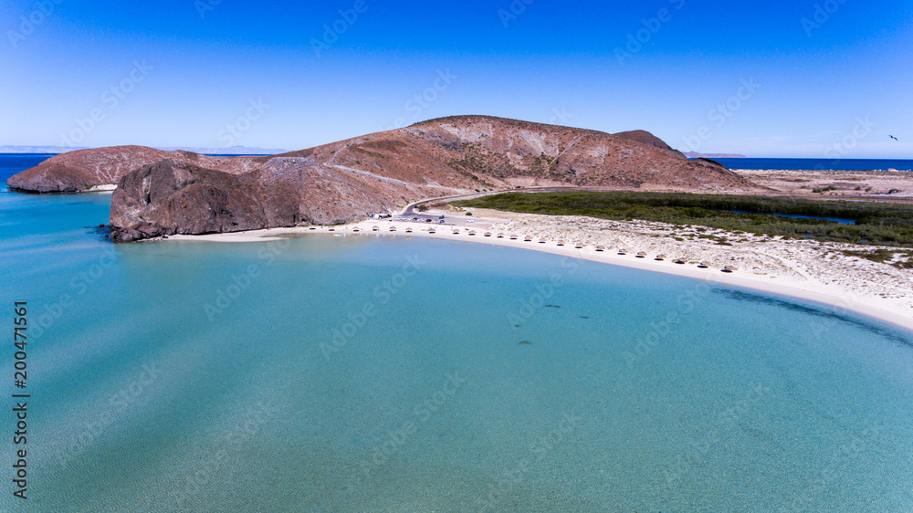 Obraz premium Aerial views from Balandra beach, Baja California Sur, Mexico.