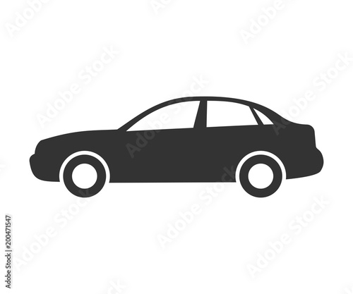 Sedan car icon. Automobile symbol side view. Flat style