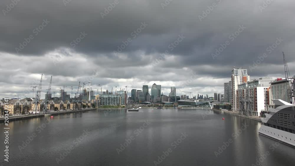 Dramatic clouds over waterfront. London. Dramatic clouds over waterfront. London.