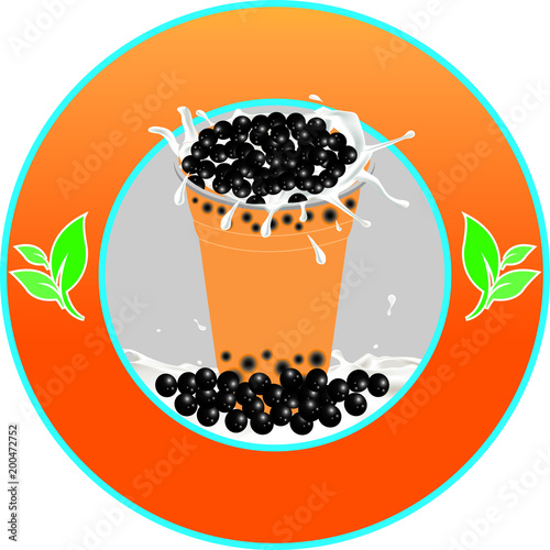 vector of pearl milk tea a with round of logo brand