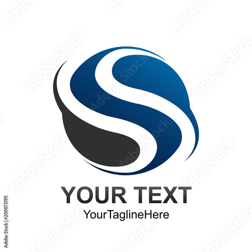 Letter S logo design template colored grey blue circle swoosh design for business and company identity. Abstract initial S alphabet logo element.