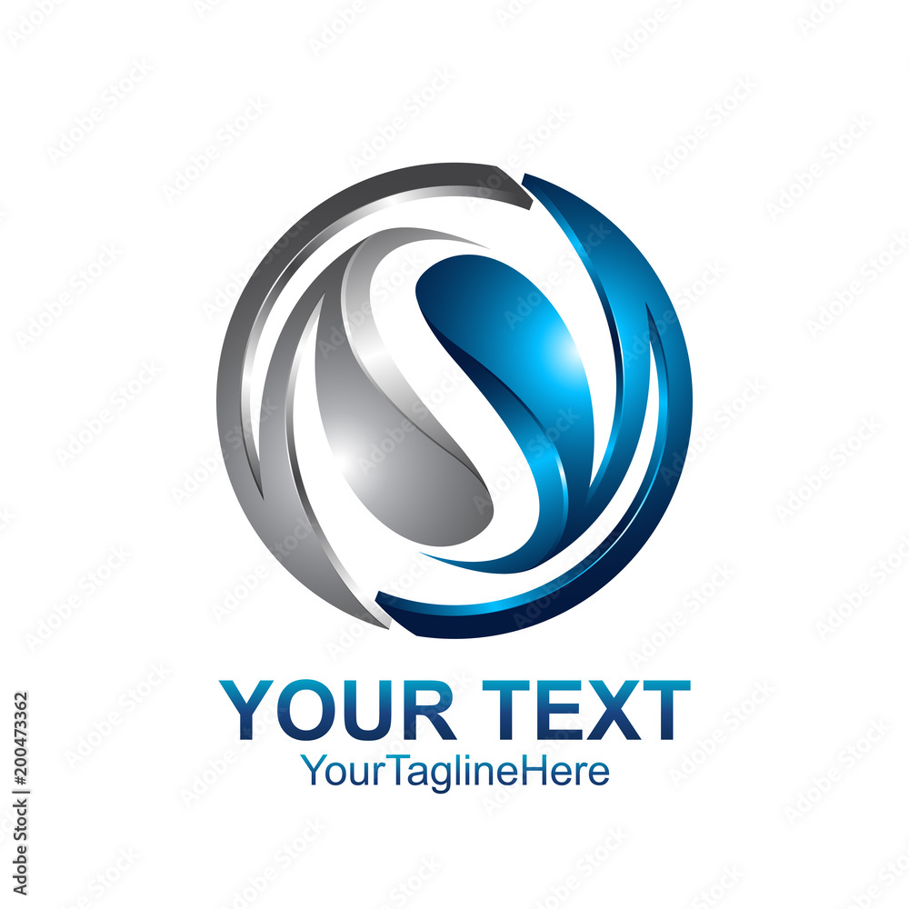 Letter S logo design template colored silver blue circle sphere design for business and company identity. Abstract initial S alphabet logo element. Letter S logo design template colored silver blue circle sphere design for business and company identity. Abstract initial S alphabet logo element.