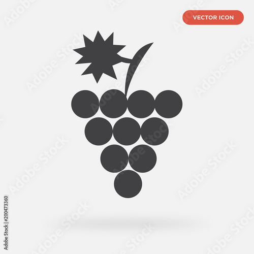 grape icon isolated on grey background, in black, vector icon illustration
