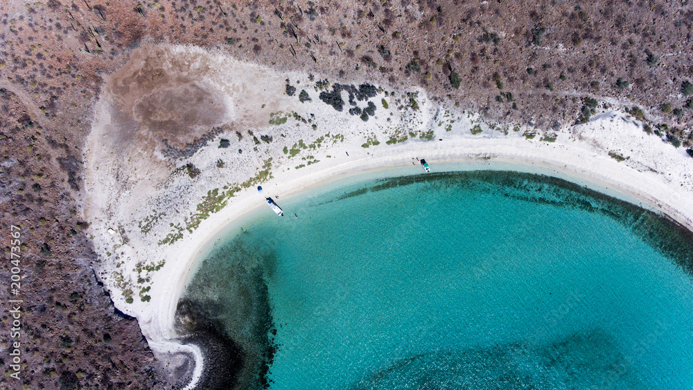 Obraz premium Aerial views from Balandra beach, Baja California Sur, Mexico.