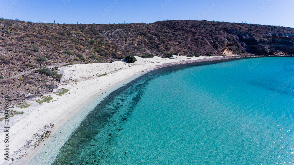 Obraz premium Aerial views from Balandra beach, Baja California Sur, Mexico.
