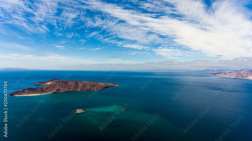 Aerial panoramic views of isla San Jose, Baja California
Sur, Mexico. Sea of cortez. Aerial panoramic views of isla San Jose, Baja California
Sur, Mexico. Sea of cortez.