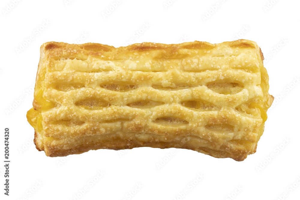 puff pastry filled with corn isolated on white background puff pastry filled with corn isolated on white background