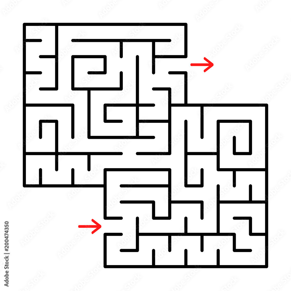 Abstract square isolated labyrinth. Black color on a white background. A useful game for young children. Simple flat vector illustration. With a place for your drawings Abstract square isolated labyrinth. Black color on a white background. A useful game for young children. Simple flat vector illustration. With a place for your drawings