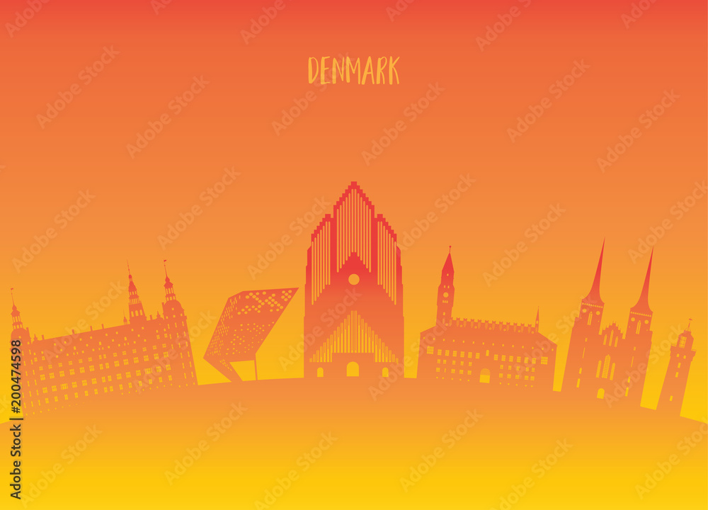 Denmark Landmark Global Travel And Journey paper background. Vector Design Template.used for your advertisement, book, banner, template, travel business or presentation.