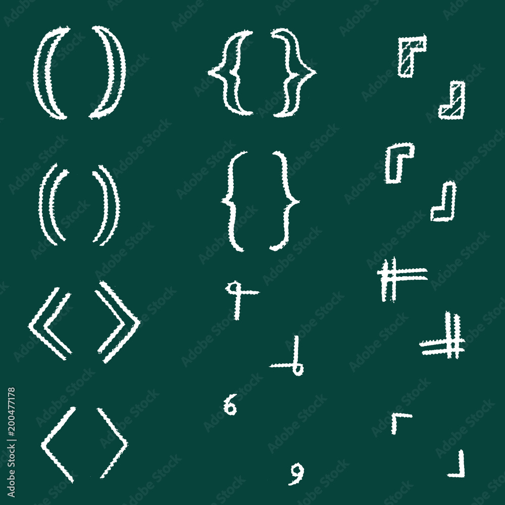 手書き チョークとクレヨンの素材 かっこ1 黒板 Stock イラスト Adobe Stock