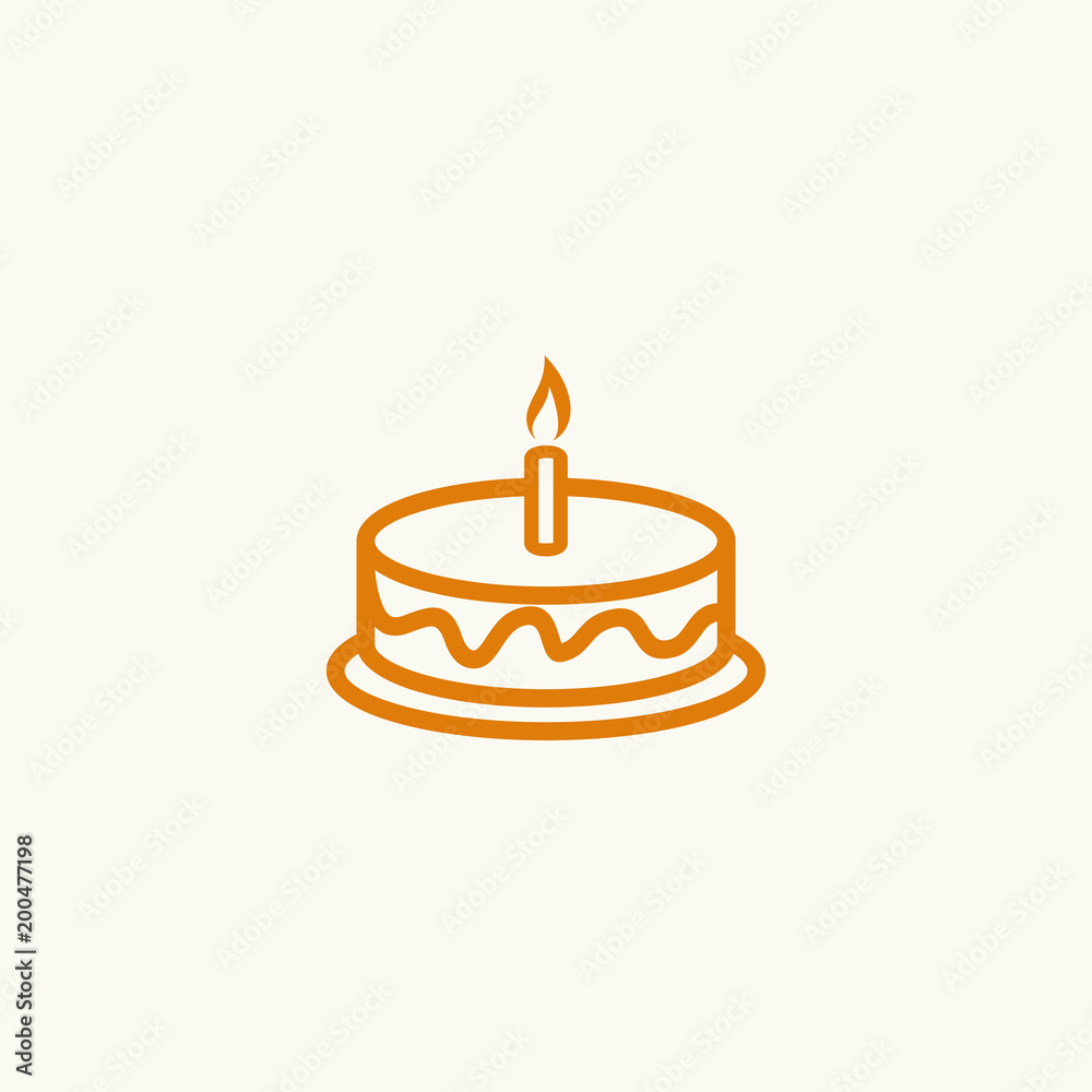 birthday day cake icon, line art cake vector illustration birthday day cake icon, line art cake vector illustration