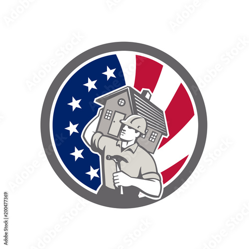 American Building Contractor USA Flag Icon