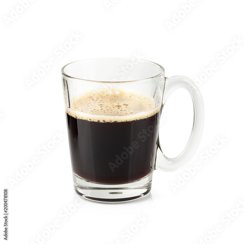 Glass of Black coffee isolated on a white background