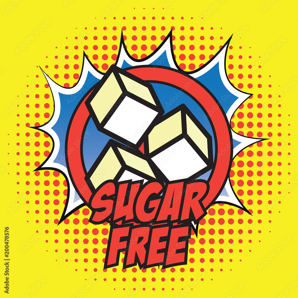 sugar free allergen ingredient for dairy free icon in pop art style. vector  illustration Stock Vector | Adobe Stock