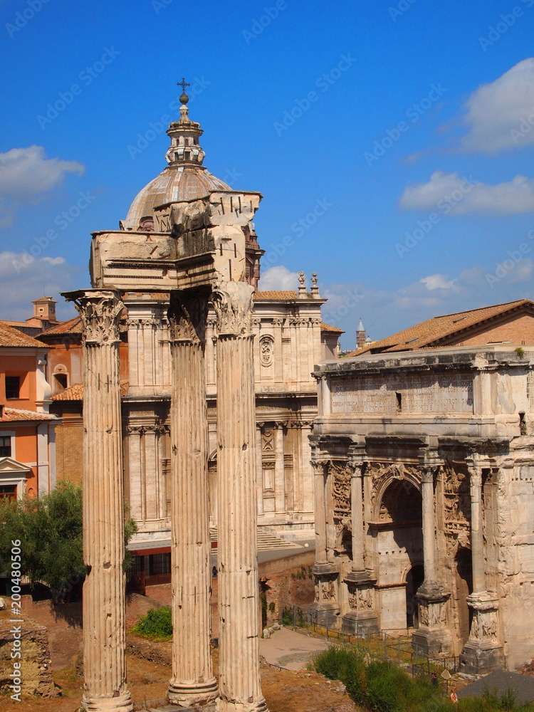 Panoramic view of Roman Forum.  Rome, Italy