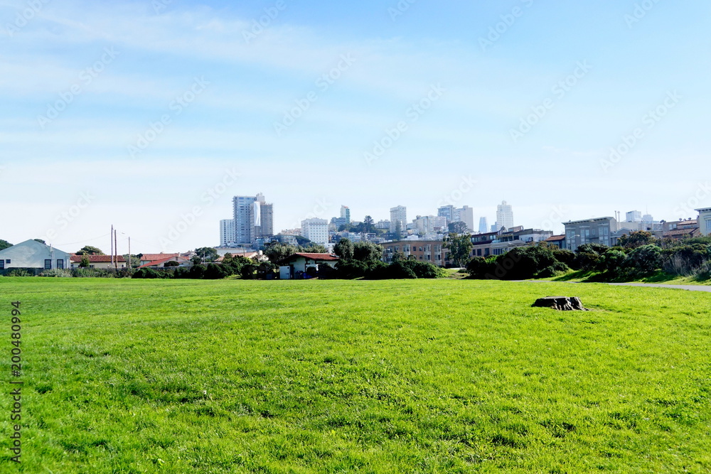 City scape from green park. San Fransisco.