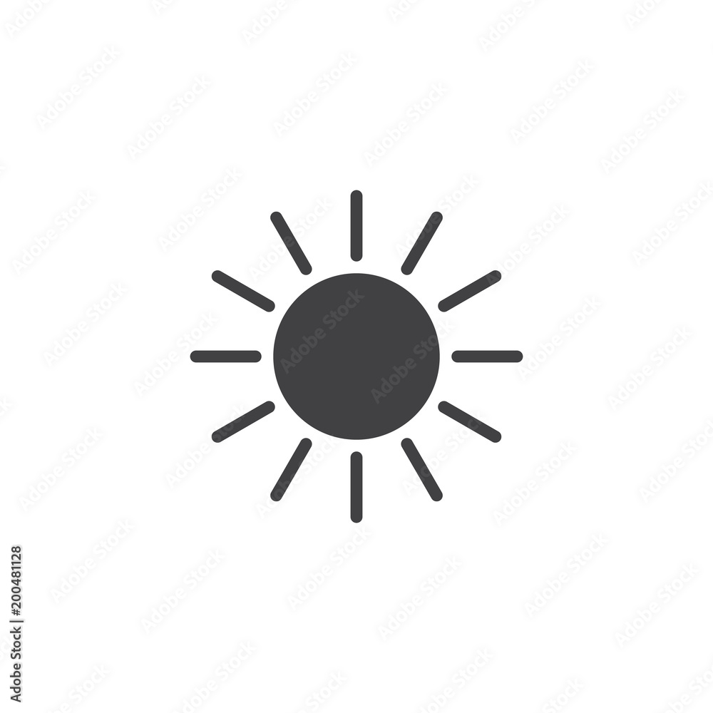 Sun with sunbeams vector icon. filled flat sign for mobile concept and web design. Sunset simple solid icon. Symbol, logo illustration. Pixel perfect vector graphics