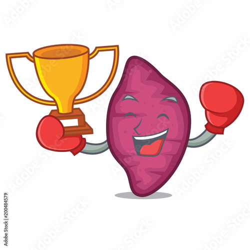 Boxing winner sweet potato mascot cartoon
