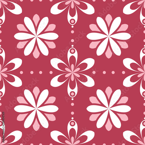 Floral seamless pattern. Red colored background