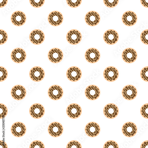 Donuts with colored glaze on pattern background. Donut pattern on white background.