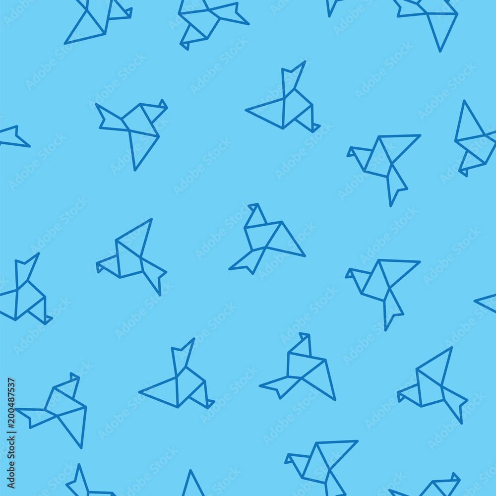 Birds outline on blue seamless pattern background. Bird pattern background. Birds outline on blue seamless pattern background. Bird pattern background.