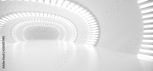 Fototapeta Naklejka Na Ścianę i Meble -  
3D Rendering Of Realistic Round Sci-Fi Corridor With Lights 