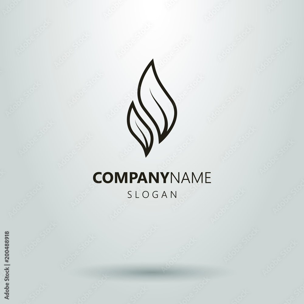 logo of two tea leaves. black and white abstract icon logo of two tea leaves. black and white abstract icon