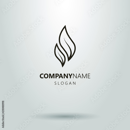 logo of two tea leaves. black and white abstract icon