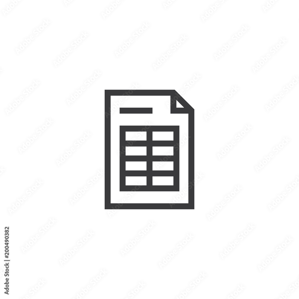 spreadsheet document paper outline icon. isolated note paper icon in thin line style for graphic and web design. Simple flat symbol Pixel Perfect vector Illustration.