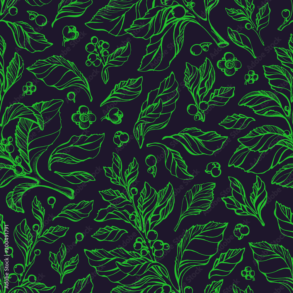 Vector seamless pattern. Mate branch Vector seamless pattern. Mate branch