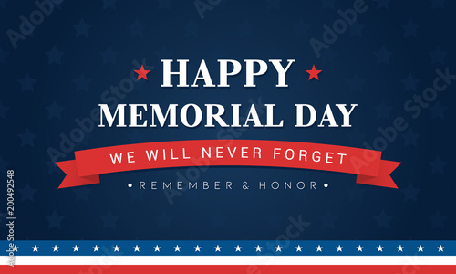 Happy Memorial Day Banner Vector illustration. Typography on blue star pattern background.