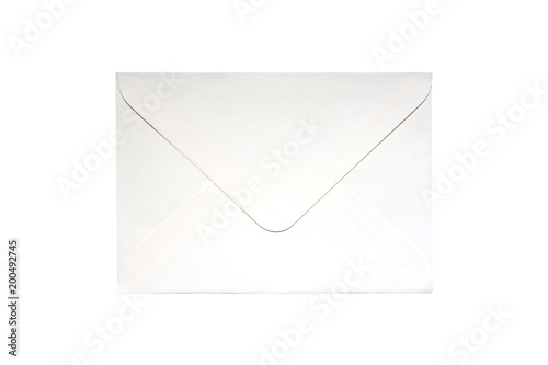 White paper envelope on white background