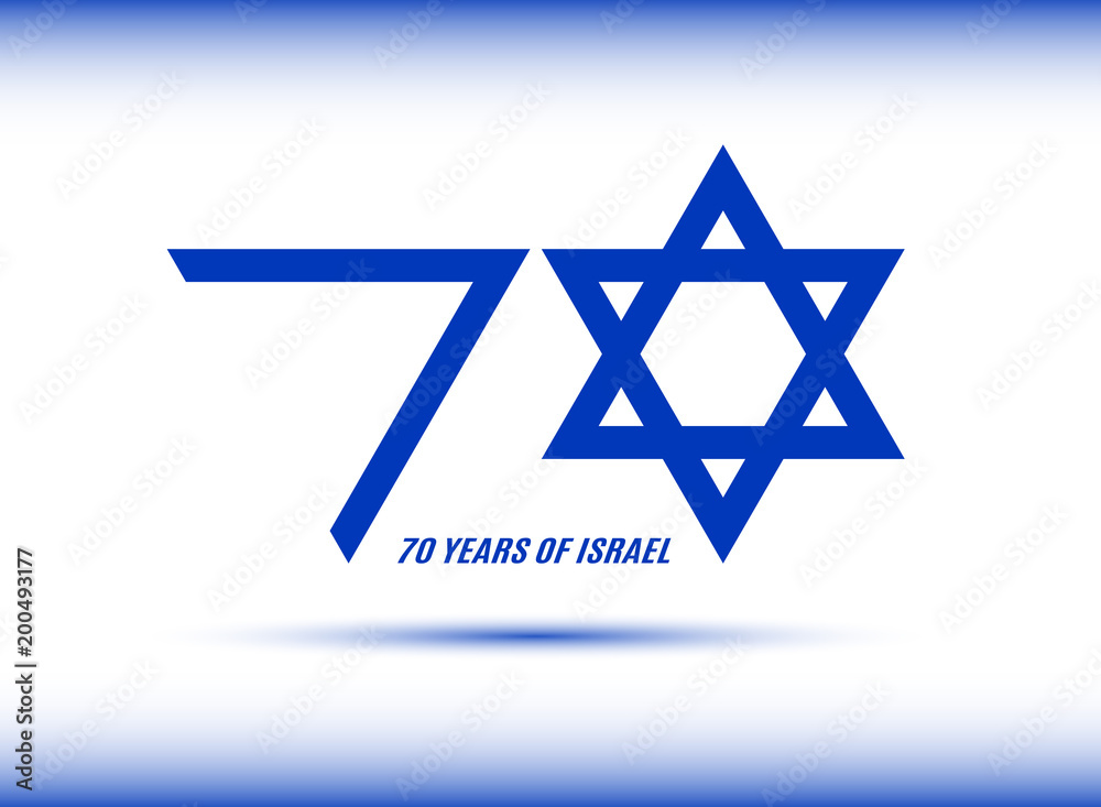 Israel Independence Day. 70 years of Israel banner. Flag blue colors on white background. Horizontal design. Vector illustration Israel Independence Day. 70 years of Israel banner. Flag blue colors on white background. Horizontal design. Vector illustration
