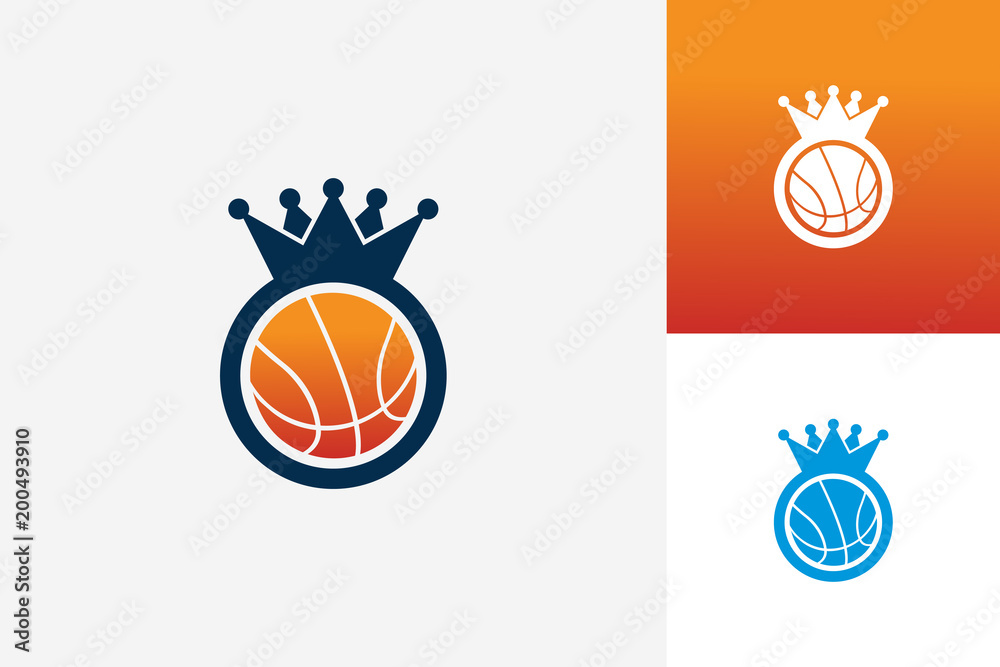 Obraz premium King Basketball Logo Template Design Vector, Emblem, Design Concept, Creative Symbol, Icon