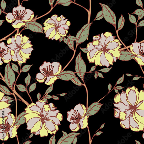 Abstract elegance pattern with floral background.