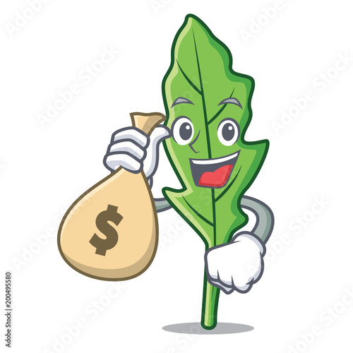 With money bag arugula character cartoon style