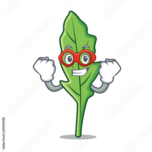 Super hero arugula character cartoon style
