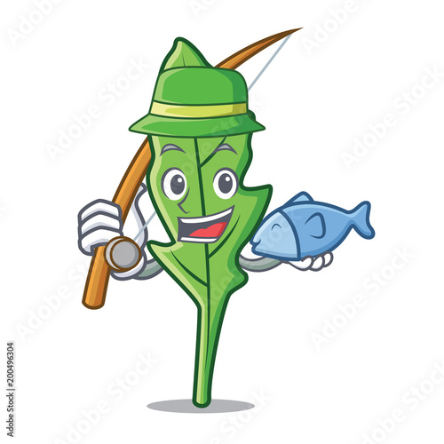 Fishing arugula mascot cartoon style