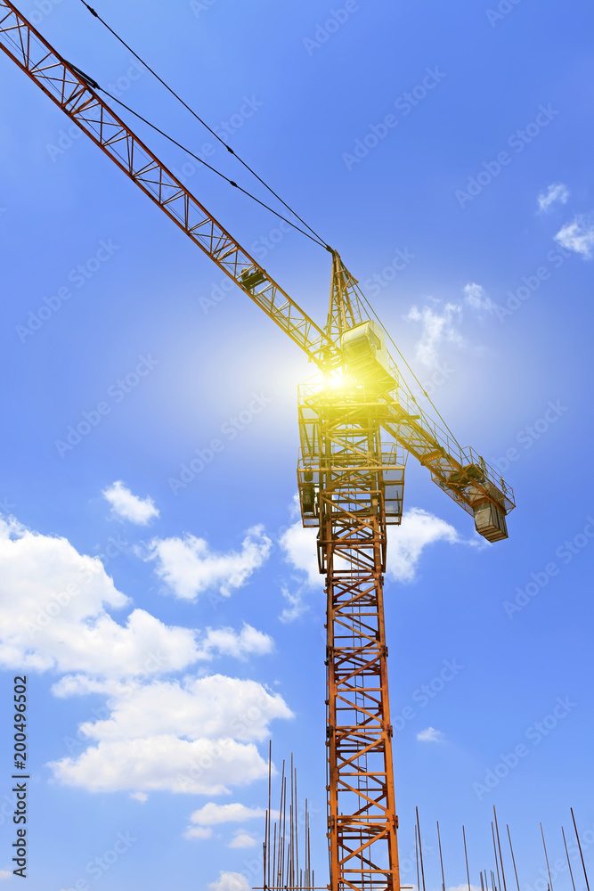 Crane in work at the construction site Crane in work at the construction site