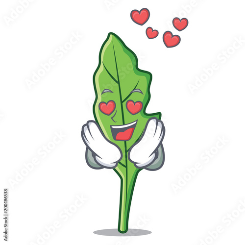 In love arugula mascot cartoon style
