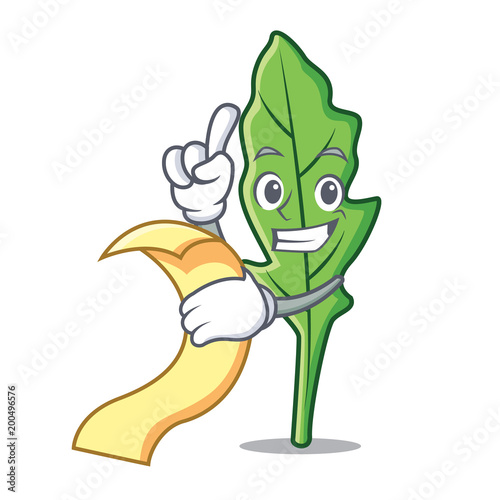 With menu arugula mascot cartoon style