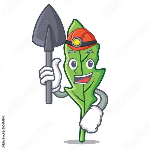 Miner arugula mascot cartoon style