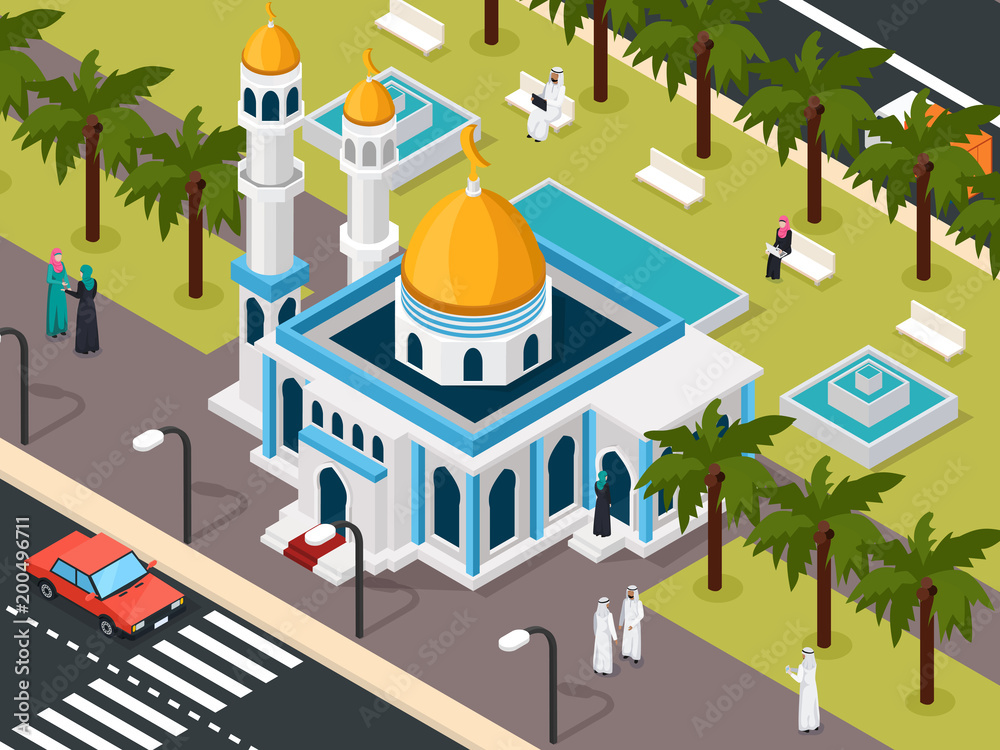 Arab Muslims Near Mosque Composition