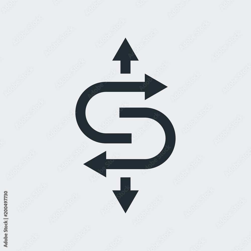 Logotipo flechas en rotacion y flechas arriba y abajo en fondo gris Logotipo flechas en rotacion y flechas arriba y abajo en fondo gris